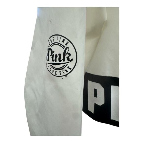 Victoria’s Secret Pink Windbreaker Rain Jacket Anorak Sz M L GUC Hood Pullover - Picture 2 of 5